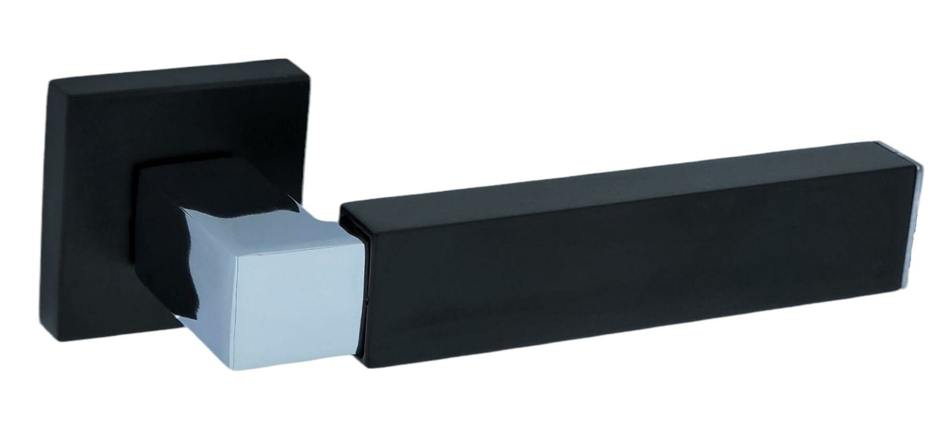 Yüksel Kare Profil İtalyan Kare Rozetli Krom-Siyah Oda Kolu